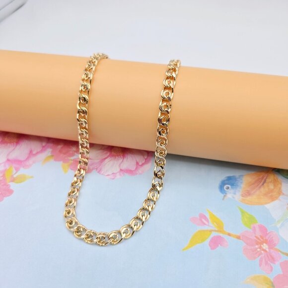 Rose Gold Round Chain Necklace Gold Plated on High Quality Brass, XPNL0073 - Picture 5 of 12